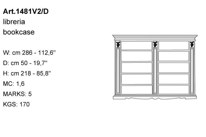 Габариты Библиотеки  Bakokko  Art. 1481V2/D