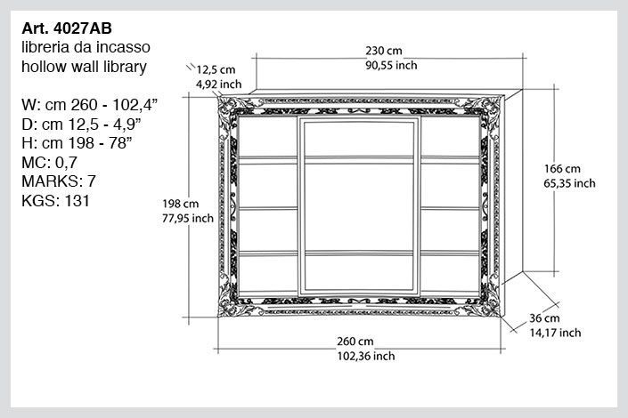 Габариты Библиотеки Bakokko Art. 4027AB
