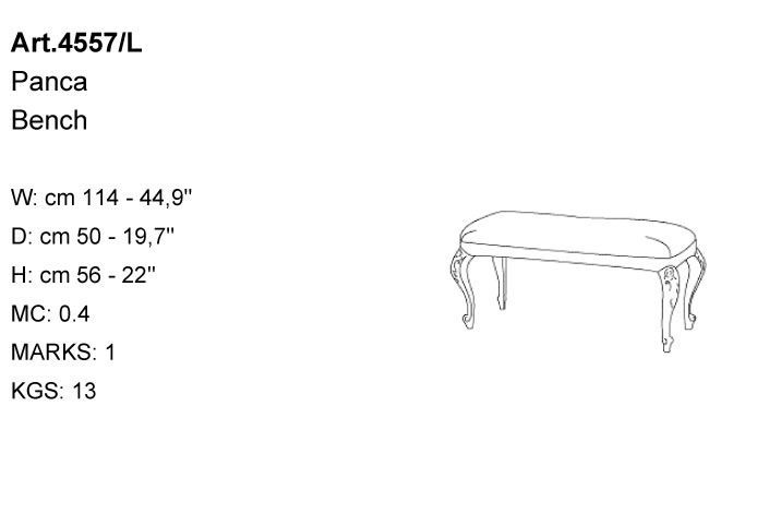 Габариты скамьи Bakokko Art. 4557/L