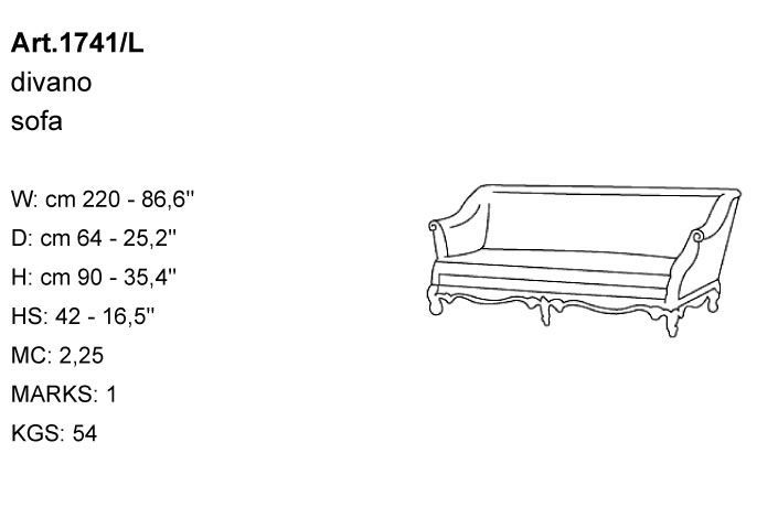 Габариты софы Bakokko Art. 1741/L