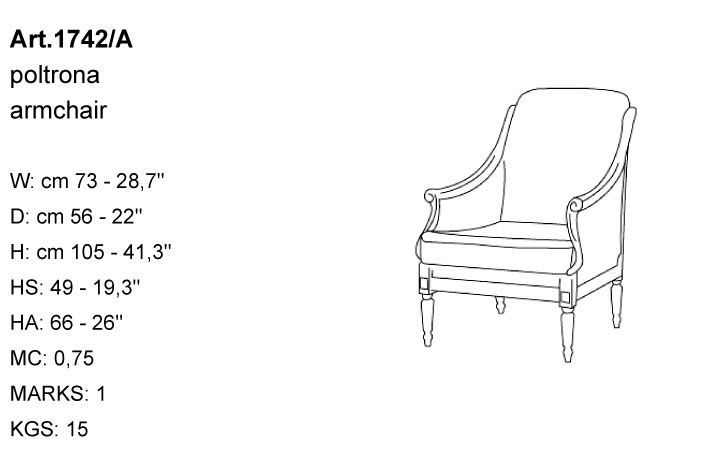 Габариты кресла Bakokko Art. 1742/A