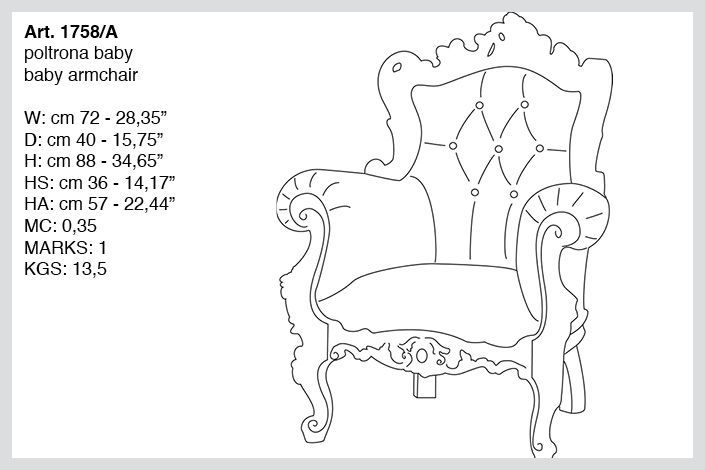 Габариты кресла Bakokko Art. 1758/A