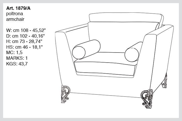 Габариты кресла Bakokko Art. 1879/A