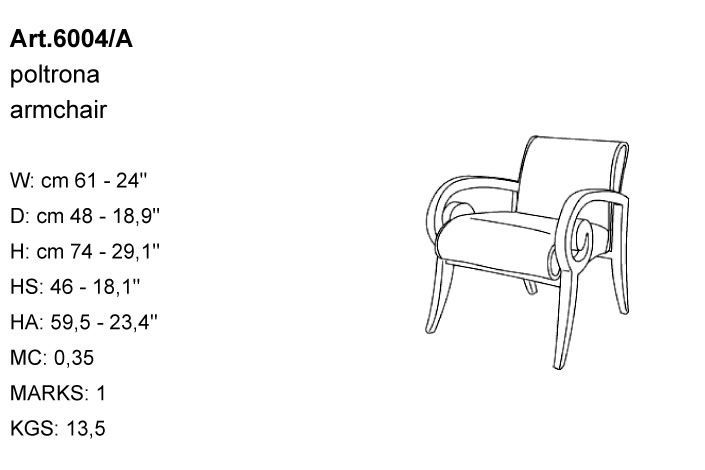 Габариты кресла Bakokko Art. 6004/A