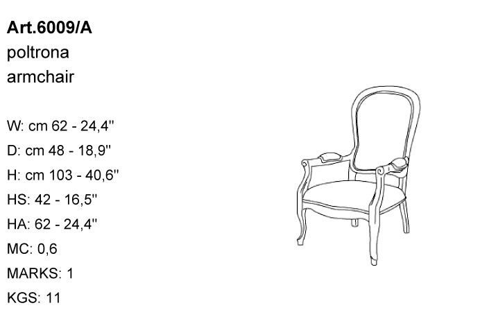 Габариты кресла Bakokko Art. 6009/A