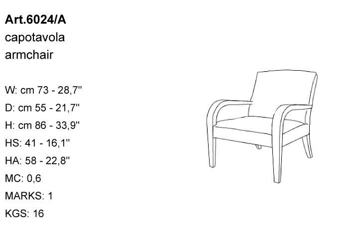Габариты кресла Bakokko Art. 6024/A