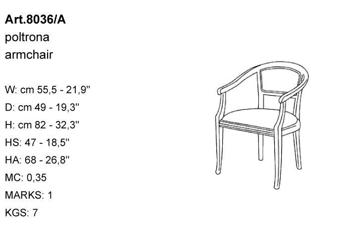 Габариты кресла Bakokko Art. 8036/A