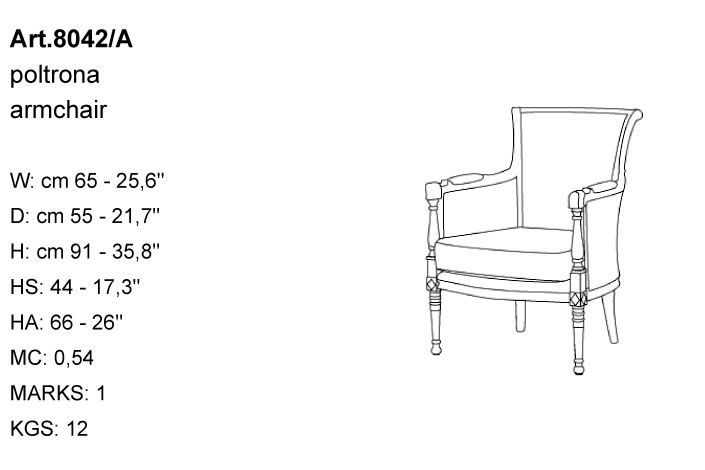 Габариты кресла Bakokko Art. 8042/A