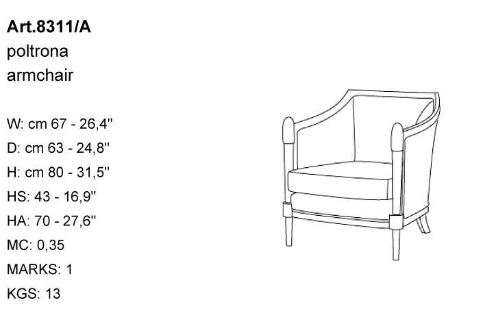 Габариты кресла Bakokko Art. 8311/A