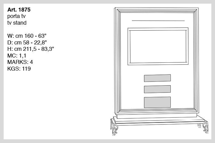 Габариты стойки для ТВ Bakokko Art. 1875