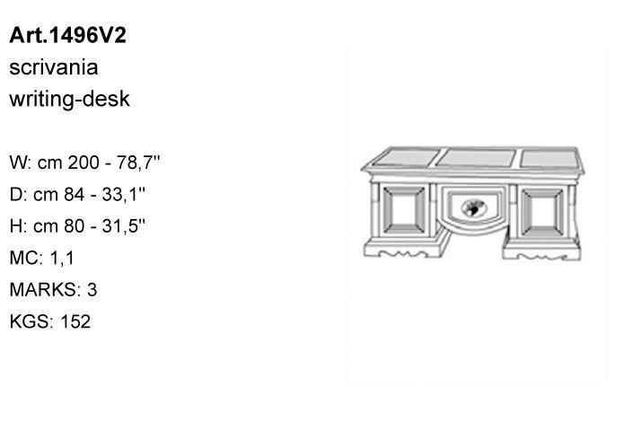 Габариты письменного стола Bakokko Art. 1496V2