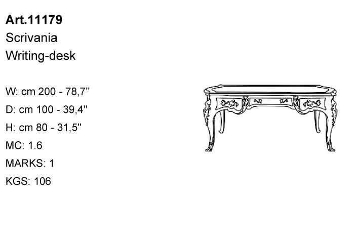Габариты письменного стола Bakokko Art. 11179