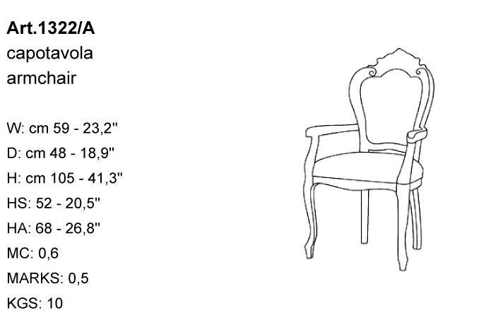 Габариты кресла Bakokko Art. 1322/A