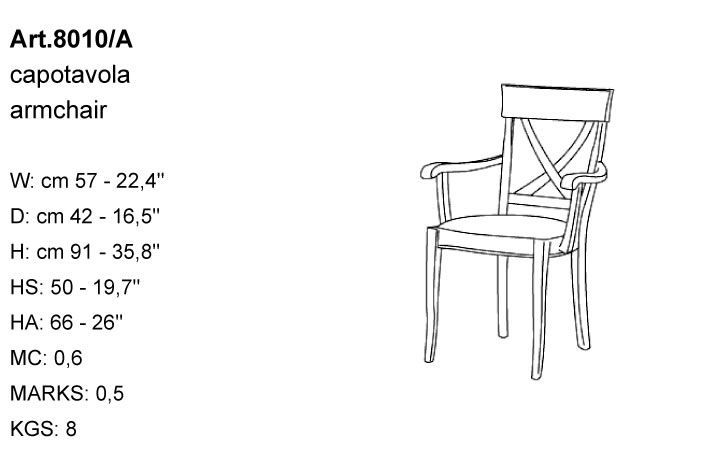 Габариты кресла Bakokko Art. 8010/A