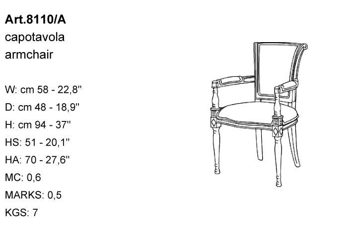 Габариты кресла Bakokko Art. 8110/A