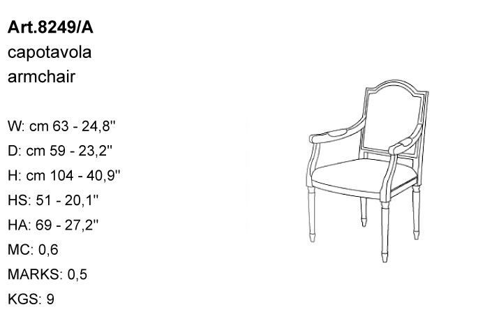 Габариты кресла Bakokko Art. 8249/A