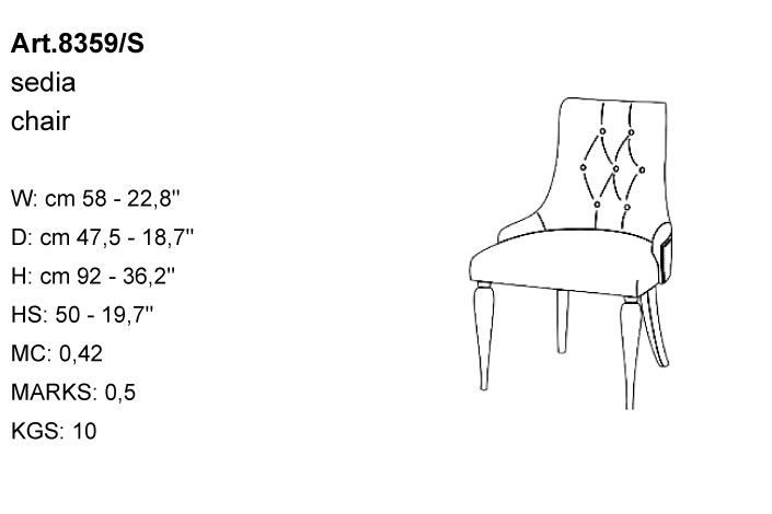 Габариты стула Bakokko Art. 8359/S