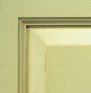 Antiqued sage green lacquered finish